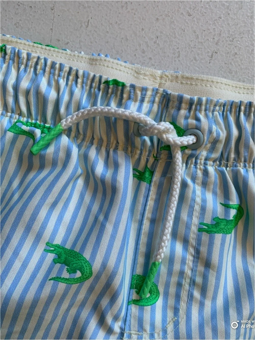 Cat & Jack Alligator Swim Trunks Swimsuit Size Small NWOT Blue Green Stripe